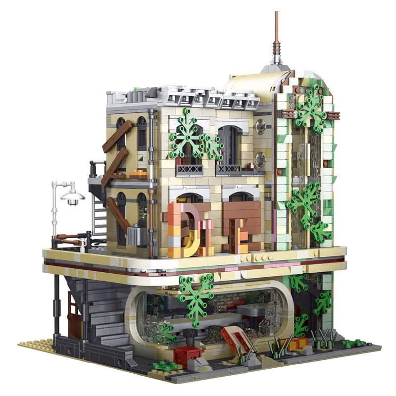 

The Apocalypse Last Days Of World Doomsday Downtown Diner Restaurant Model Building Blocks With 2 Action Figures Bricks MOC Set