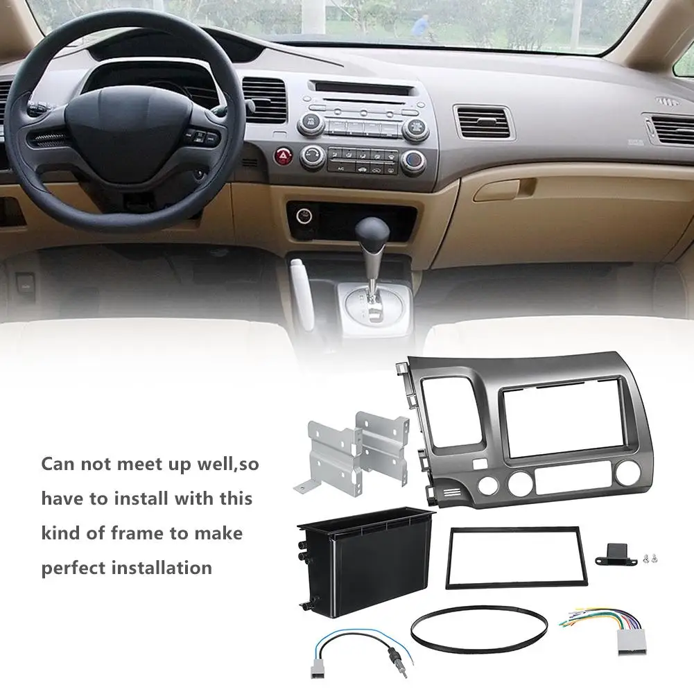 

Left Peptide Navigation Panel Frame with Wiring Harness with CD Box Car Radio Stereo Dash Kit for Honda Civic 06-11