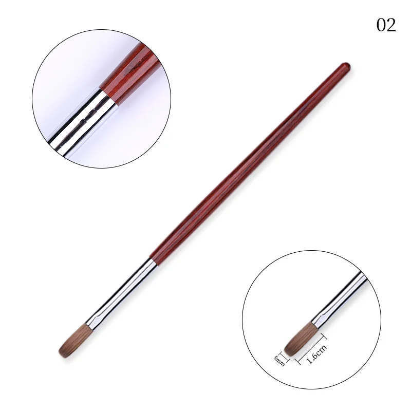 Wooden Handle 02 № 4 Съемный Ногтей Акриловые Колонковая Кисть Соболь Щетки Искусства Ногтя 1 шт.#616 - Цвет: Wooden Handle 02