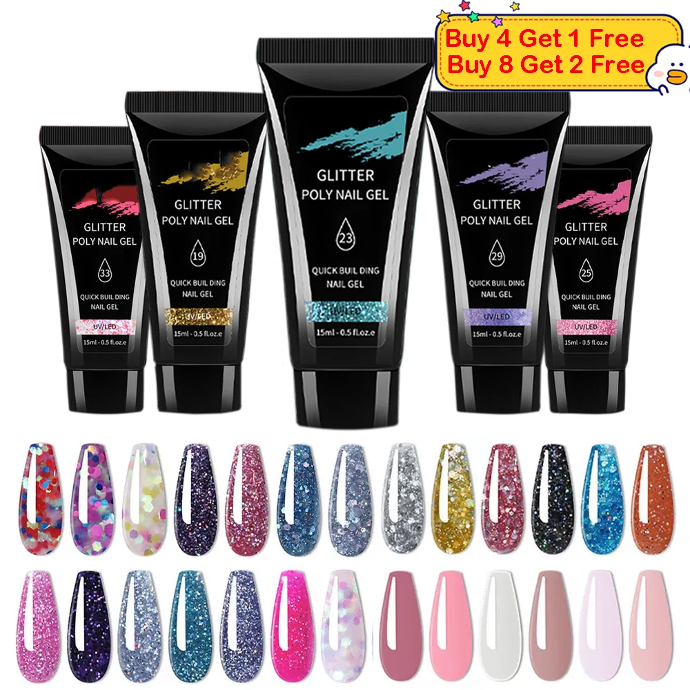 

Poly UV Gel Nail Extend Gel Semi Permanent Crystal Finger Extension Builder Hybrid Poly Varnishes Quick Nail Gel Art Design