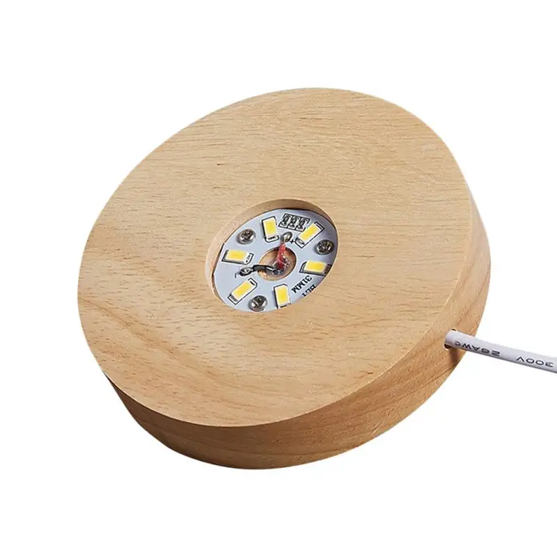 

Wooden LED Display Stand 3D Night Light Round Base Holder For Crystals Glass Ball