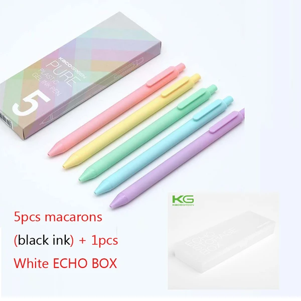 Xiao mi KACO Sign Pen, mi пластиковая гелевая чернильная ручка, цветная/черная чернильная ручка, 0,5 мм, долговечная ручка mi Signing, канцелярские принадлежности - Цвет: 5pen with White Box