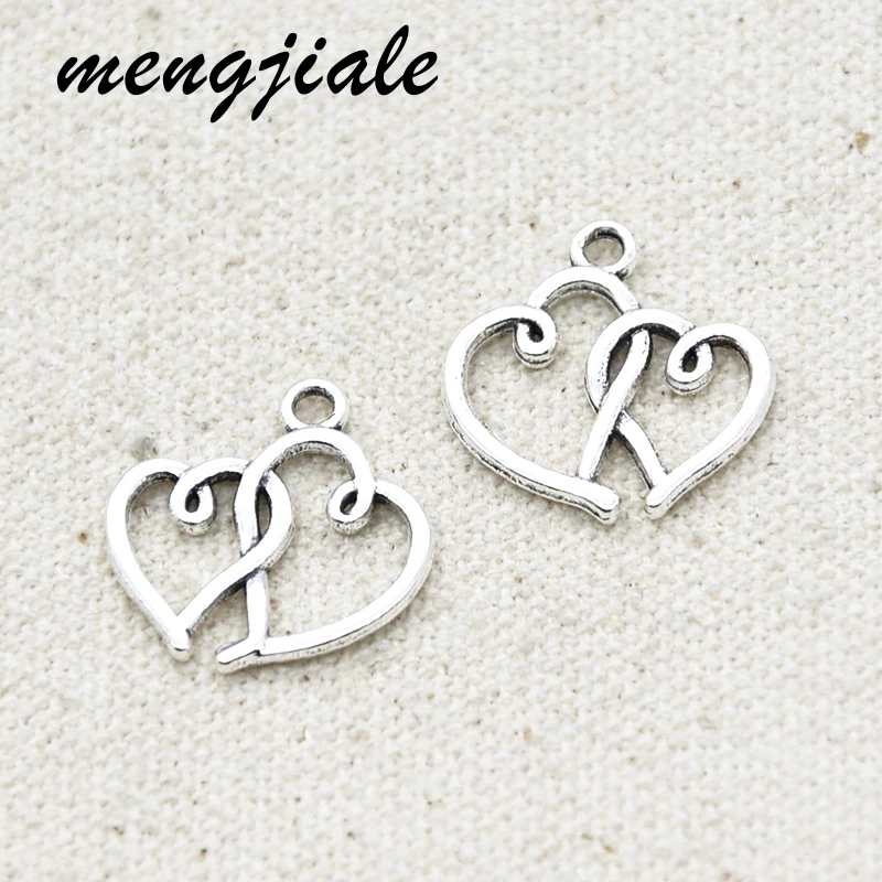 30 шт. Оптовая продажа Детское нижнее белье из двух Цвет сердце амулеты сплава