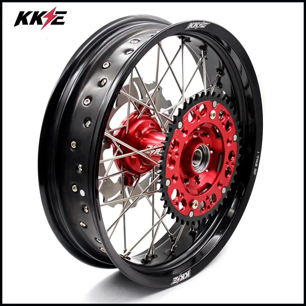 3,5/4,25 супермото MOTARD колеса Набор для HONDA XR650L 1993- спереди 320 мм красный оверсайз диск черный алюминиевые диски