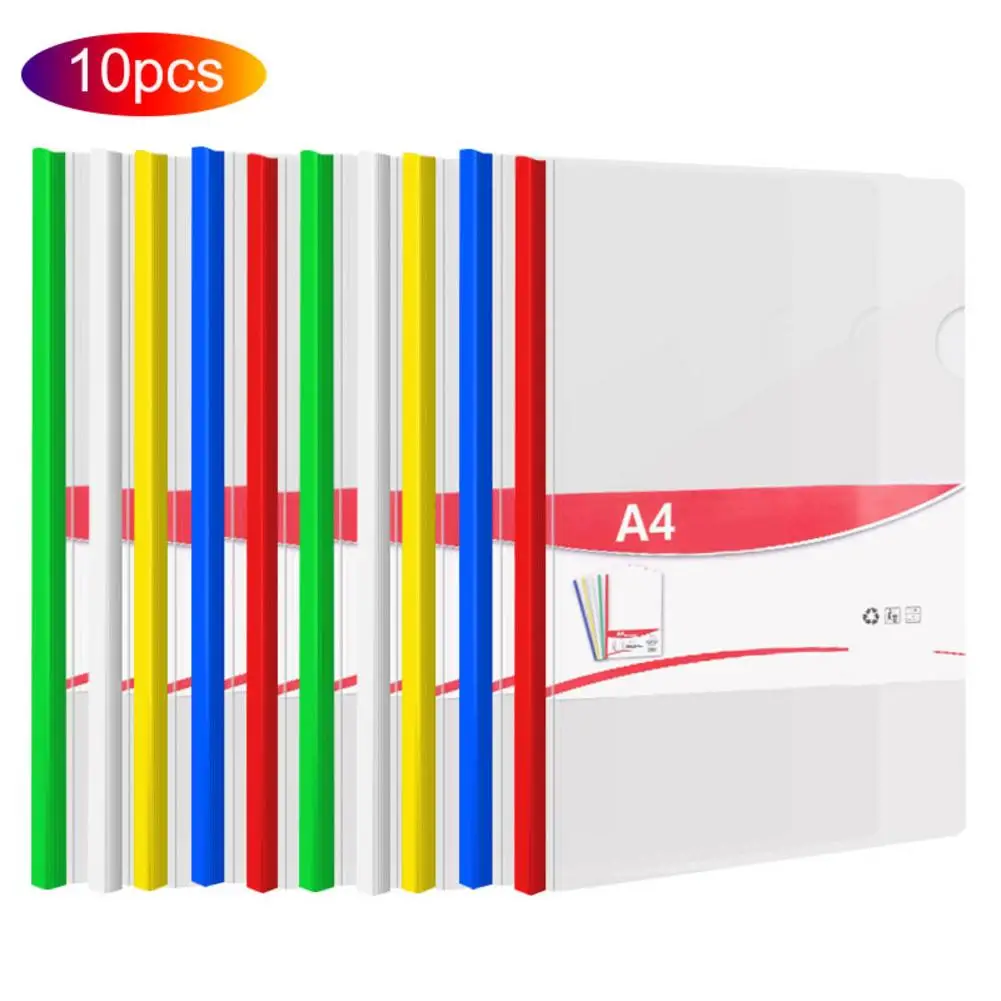 Transparent Folder 10Pcs Resume Presentation FILE Folders Report Cover With Sliding Bar Manager Binder For A4 Size Paper | Канцтовары