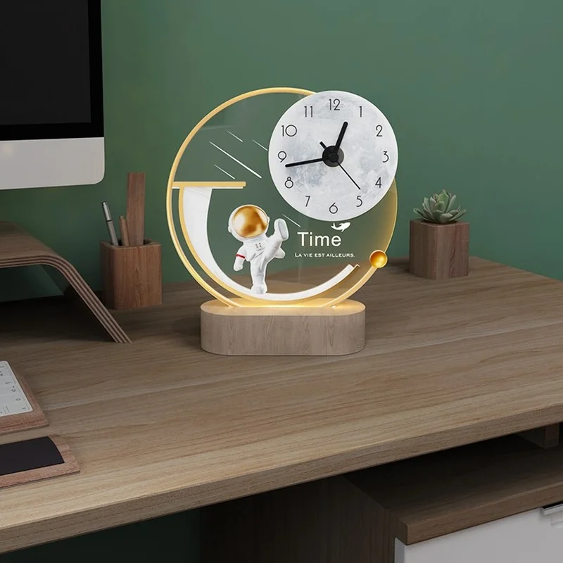 Multifunctional Table Clock Remote Light Luxury Modern Design Desk Watch Home Decor Silent Horloge USB Line Free Shipping