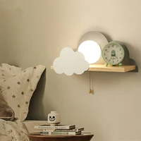 nordic macaron led glass wall lamps beside bedroom light simple cloud lights wall light with pull switch shelf decoration luz b