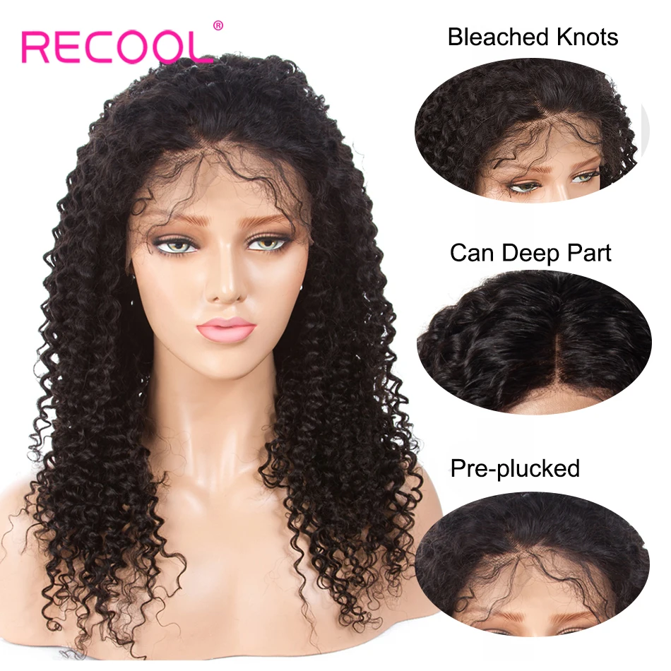 Recool кудрявые человеческие волосы парик 13x6 парики из человеческих волос на фронте