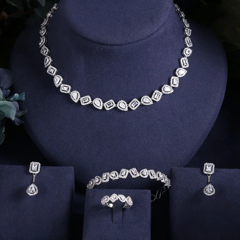 Jankelly Нигерия 2 шт. Свадебные циркониевые Ювелирные наборы для женщин вечерние