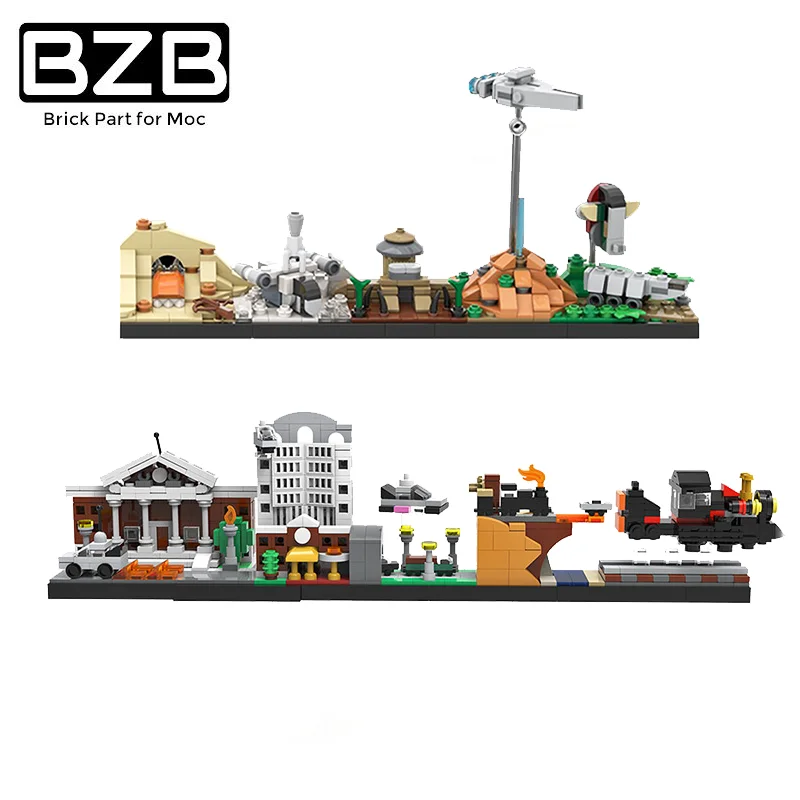 

BZB MOC 61128 Back to the Future City Skyline Building Blocks Model DIY Bricks Educational Toys Kids Boys Birthday Best Gifts