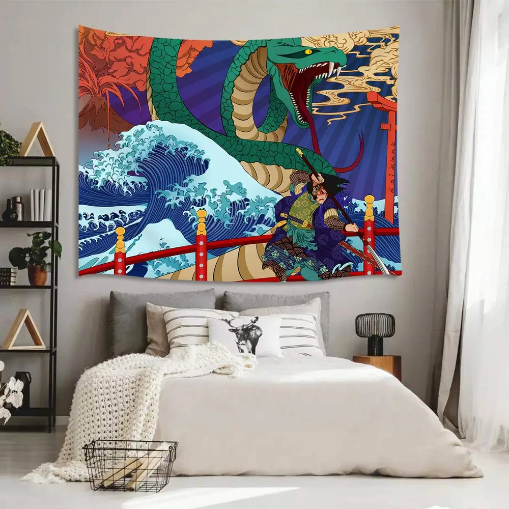 Японский гобелен настенный художественный подвесной психоделический с
