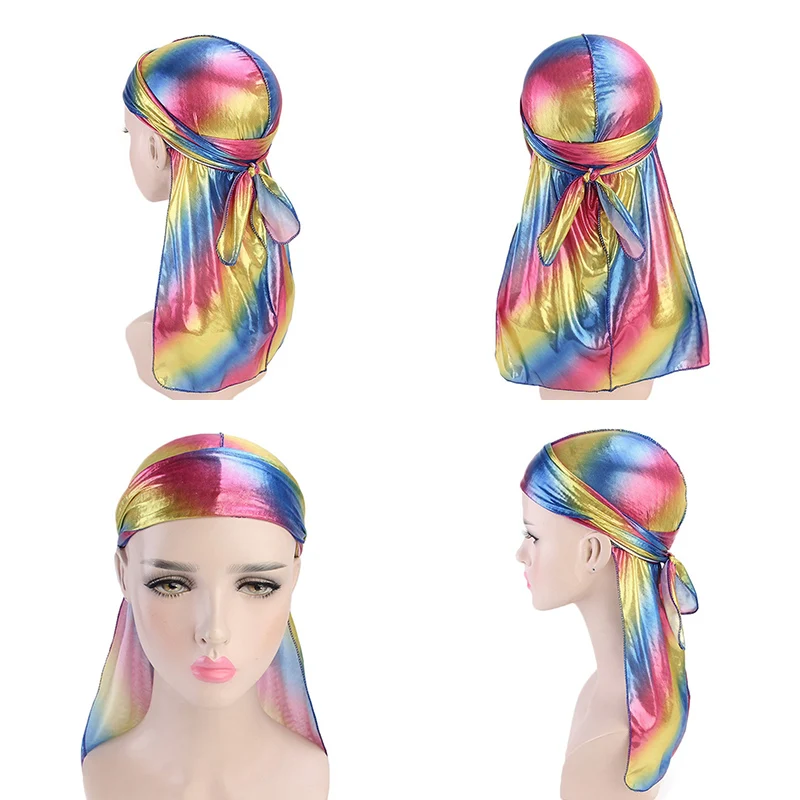Шелк дюраг Атлас мужской Durags парик бандана пиратская шляпа бандо Cheveux Женская повязка на голову эластичная повязка Haarbanden Voor Vrouwen