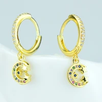 color zircon moon earrings star moon earrings ladies fashion wedding jewelry cz charm