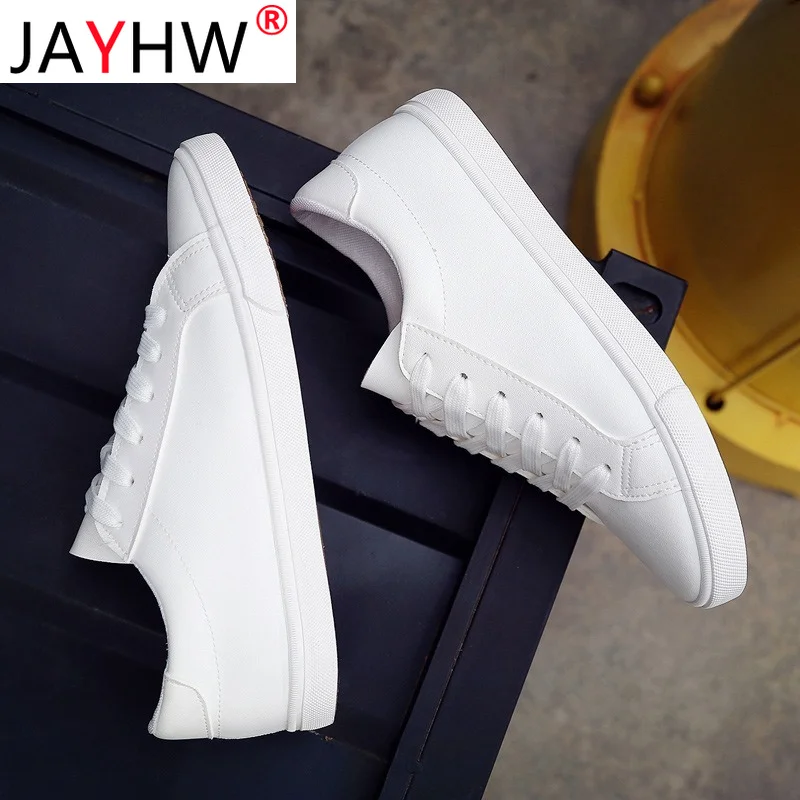 

JAYHW New Spring And Summer Lace-Up White Shoes Women Flat Leather Shoes Female White Board Casual Shoes Woman Sneakers