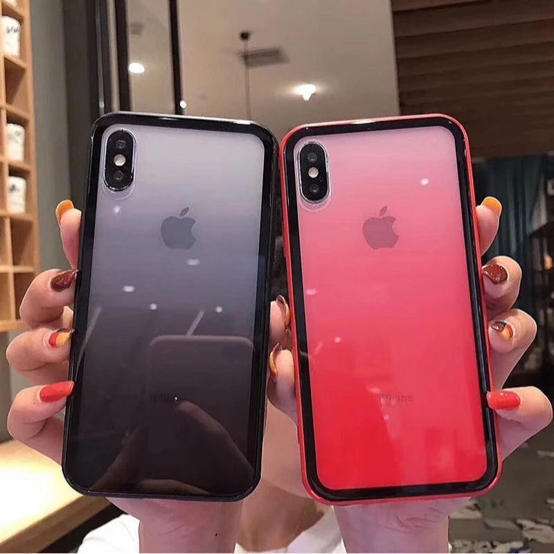 Модный градиентный чехол из закаленного стекла для iphone X XS Max XR 6 6s 7 8 Plus