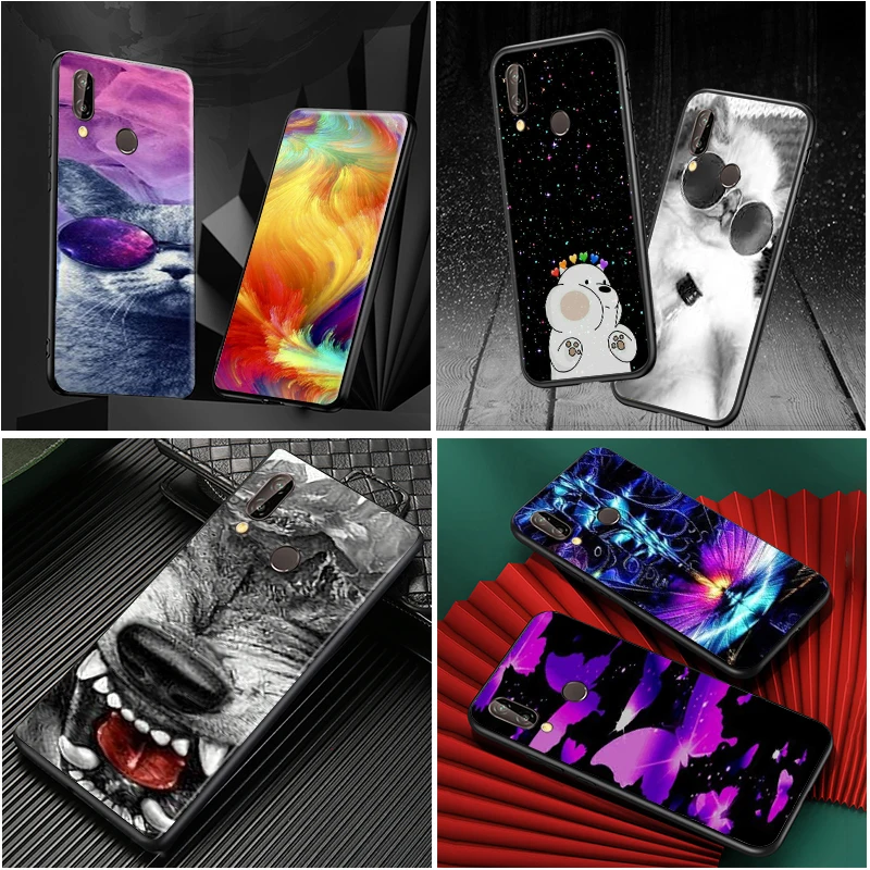 

Phone Case For Huawei P20 P30 Lite Pro P30 P40 Lite P40 Pro P40 Huawei P Smart Z 2019 2021 Flower wolf Cat Case Back Soft TPU