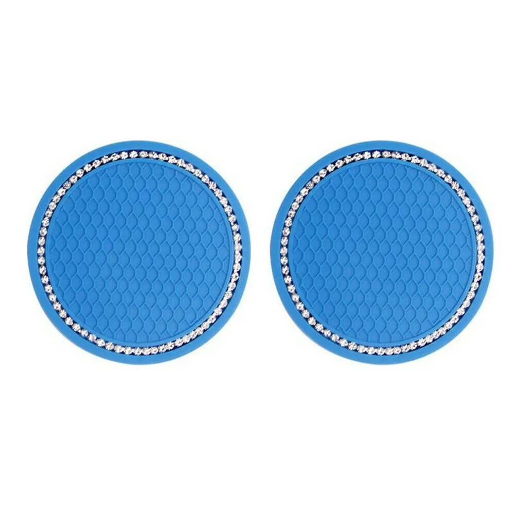 For Women Car Cup Coasters Insert Coaster 2PCS 7cm Diameter Accessories Bling Blue