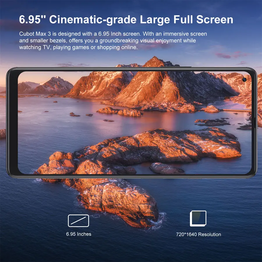 Cubot MAX 3 6.95''Ultra Large Screen Smartphone NFC 5000mAh 48MP Triple Camera Android 11 Full view Display Mobile Phone |