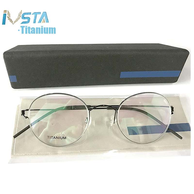 IVSTA Eyewear Titanium Glasses Men 98607 with logo box Prescription Women Round Myopia Optical Frame Denmark Korean