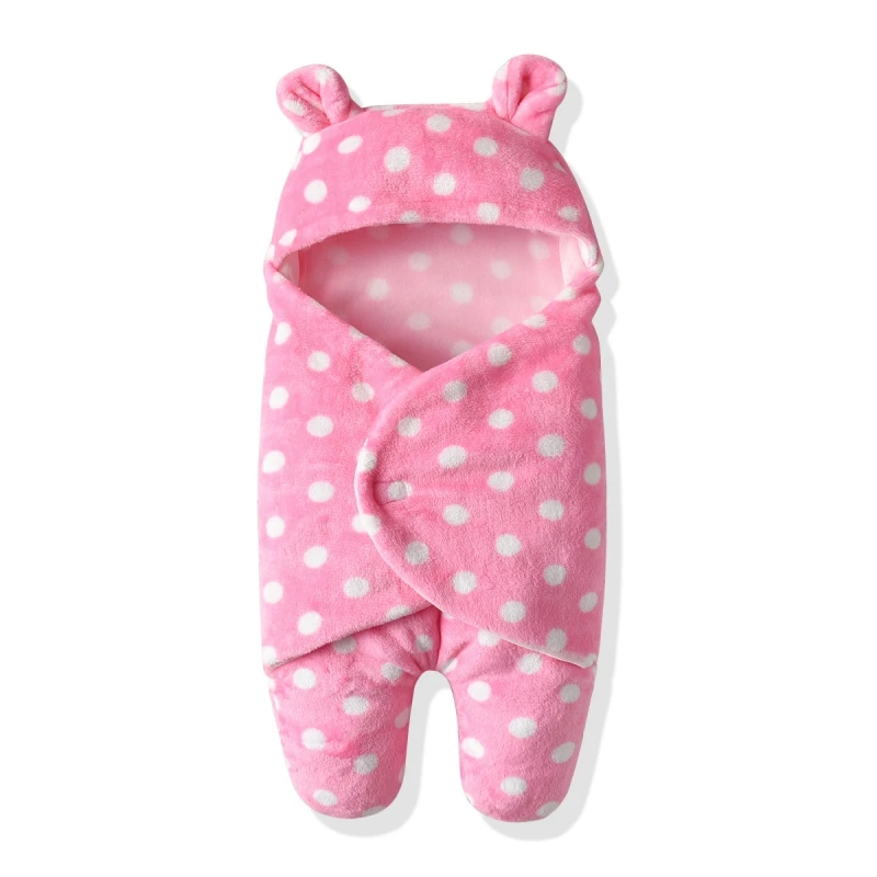 

Baby Blanket Soft Infants Coral Fleece Swaddle Wrap Polka Dot Sleeping Newborn Baby Wrap Swaddle