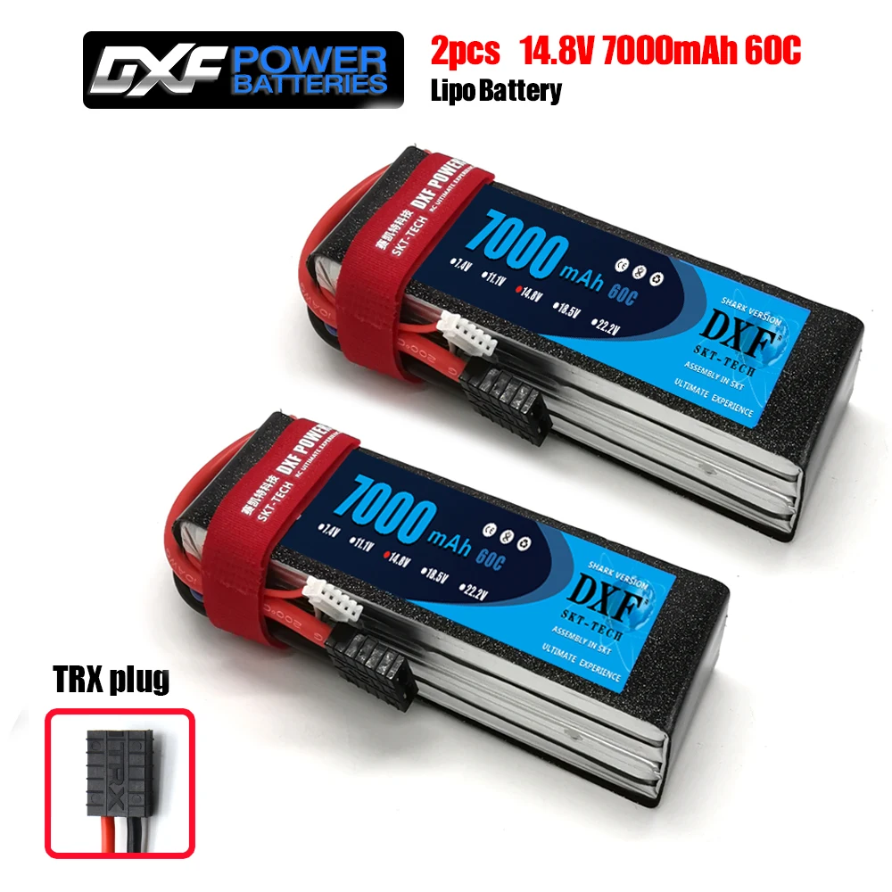 4S7000SoftCase-TRX 2 шт. DXF 2S 3S 4S 7,4 V 11,1 V 14,8 V 7000 мА/ч, 60C Lipo Батарея RC Запчасти жесткий чехол деканов/T для TRX 4 Багги автомобилей Самолет лодка - Цвет: 4S7000SoftCase-TRX