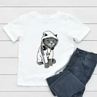 Модная свободная одежда футболка для маленьких мальчиков серая белая одежда с рисунком кота футболка с рисунком футболка с буквенным принтом в немецком стиле camiseta