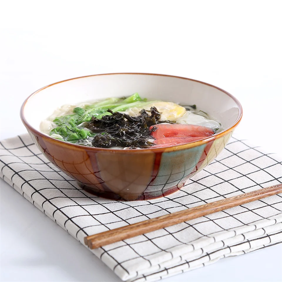 Простая 7 дюймов керамическая мелкая чаша Ramen Бытовая миска для лапши фруктовая