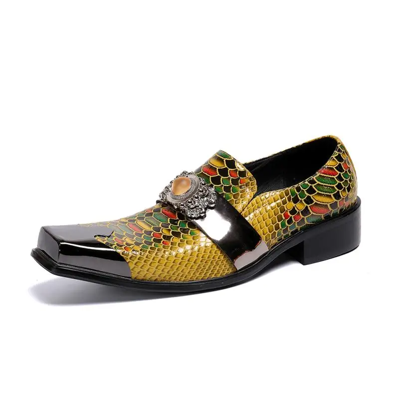 Модные высококачественные роскошные мужские черные змеиные лакированные
