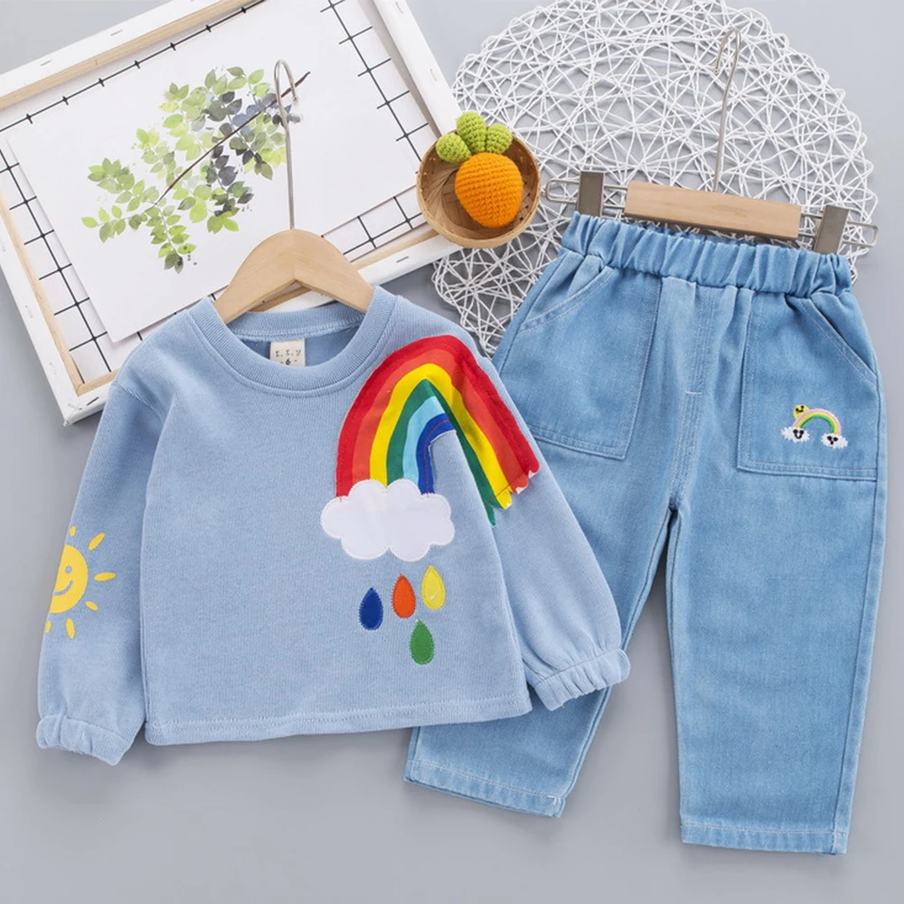 

Children Outfits Set Baby Clothes Kid Trendy Clothing Boys Spring Designer Dinosaur Boutique Wear Free Shipping Shirt+Jeans 2pcs