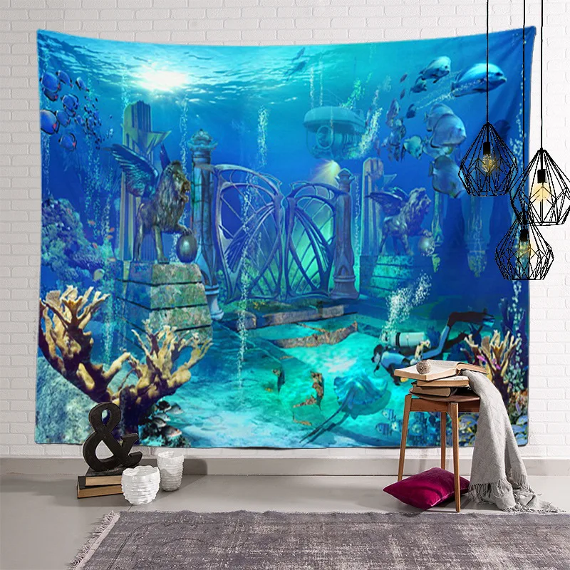 Посейдон гобелен настенный ковер греческая мифология настенное Одеяло