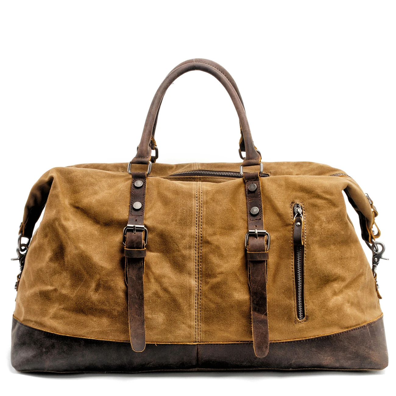 Men's travel large capacity canvas handbag waterproof cowhide oil wax canvas messenger luggage