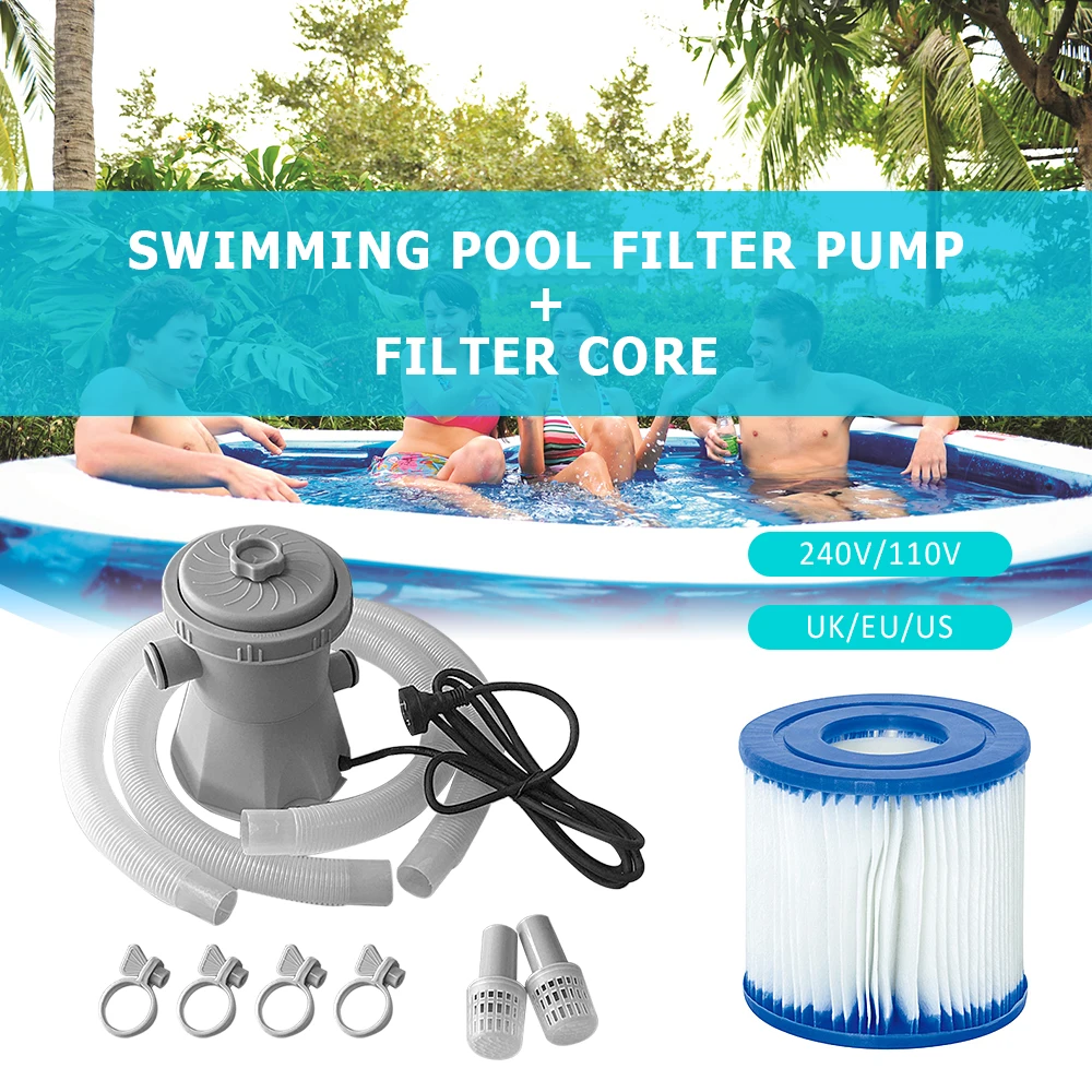 

EU/US plug 220V Pool Pump Electric Swimming Pool Filter Pump Swimming Pool Pump and Filter Kit Paddling Pool Pump Water New 2020