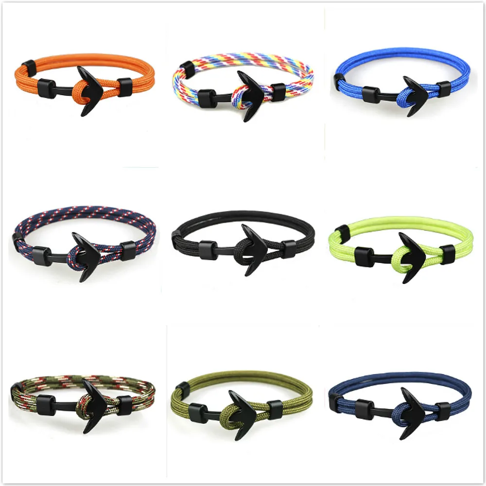 2019 новые модные черные Цвет якорь голограммные браслеты для мужчин страховочный