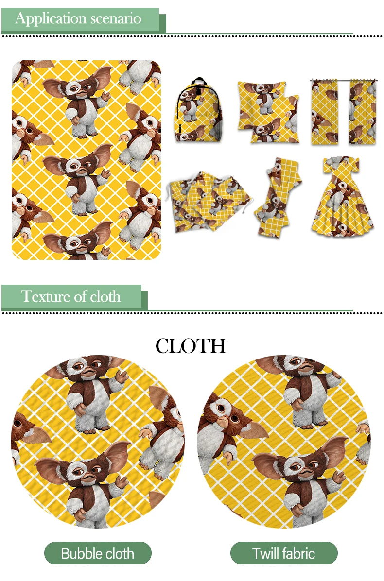 

Polyester Cotton Printed Kawaii Monster Baby Cartoon Fabric for Kids Clothes Hometextile Curtain Cushion Cover DIY 50*145CM