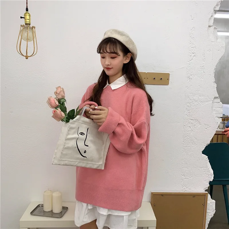 Женский свитер Корейская зимняя одежда 2019 размера плюс пуловер вязаный женский