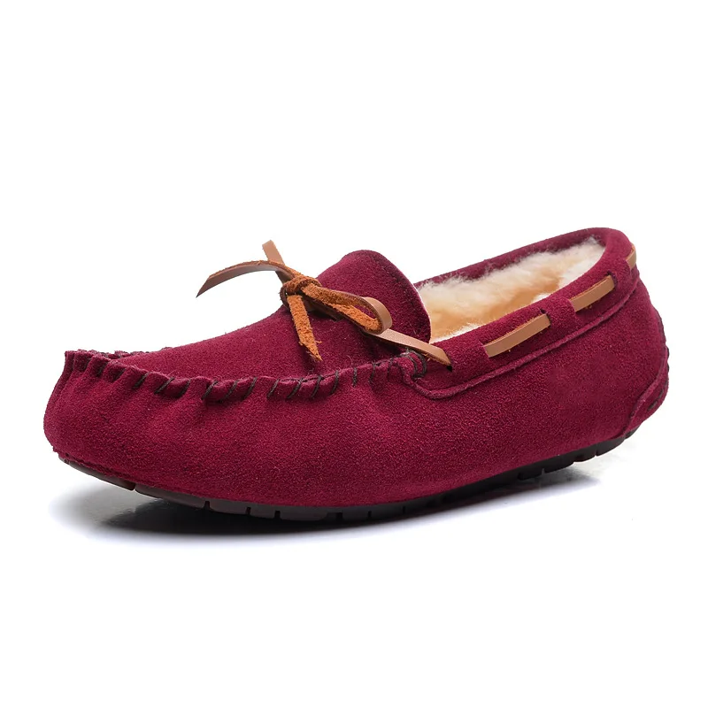 Wine Red Новая стильная зимняя обувь; женские полусапожки; натуральная кожа; натуральная шерсть; теплые модные ботильоны; зимние ботинки; - Цвет: Wine Red