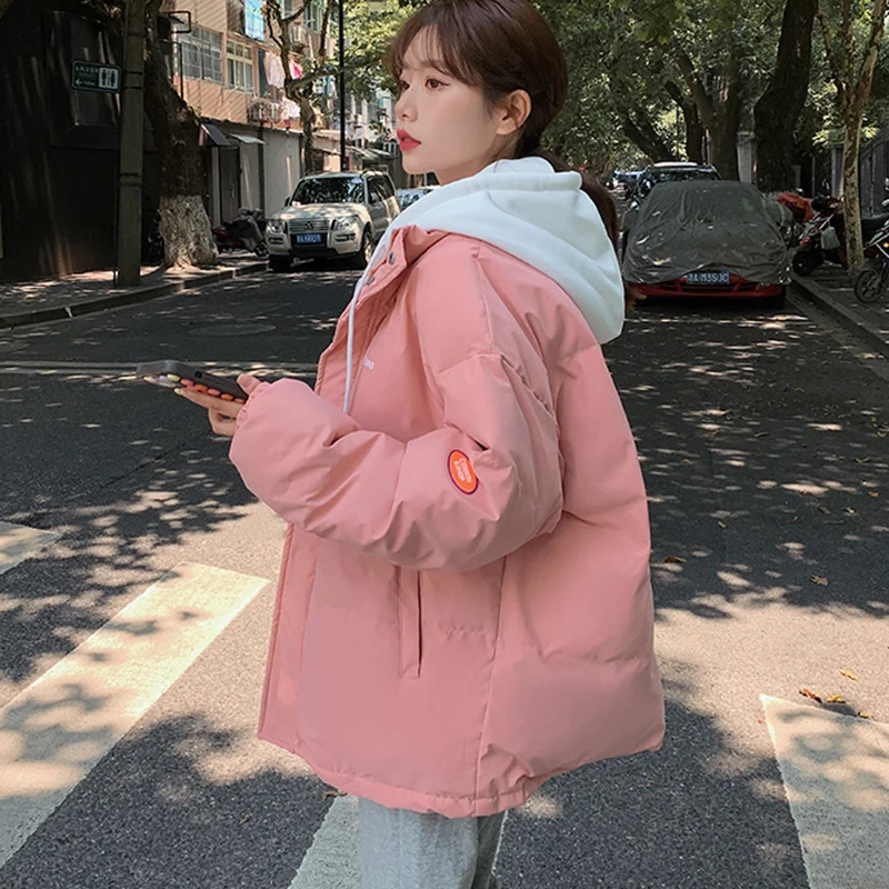 2022 Mock Two-Piece Hooded Women's Winter Coat Casual Thick Warm Padded Parkas Down Jackets Female Ladies Outerwear Solid Coats
