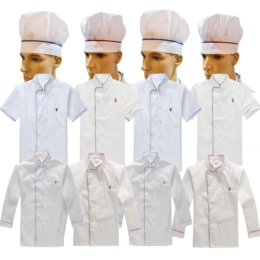 Chef's Uniform Work Wear Uniforms Chef's Whites Unisex Chef Coat Kitchen Short Long Sheeve Chef Jacket for Men and Women