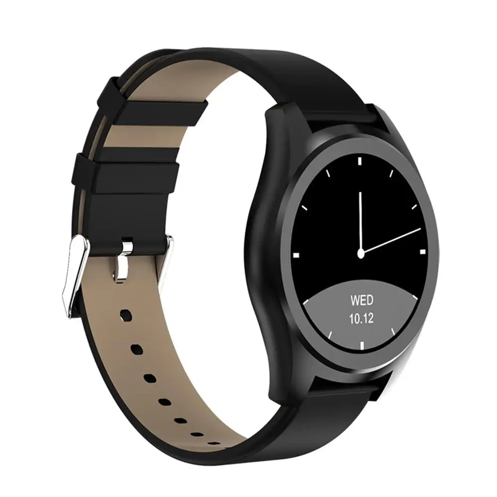 black leather strap Diggro DI03 Смарт часы сообщение Push MTK2502C IP67 водонепроницаемый монитор сердечного ритма дистанционное управление камера Smartwatch IOS Android - Цвет: black leather strap