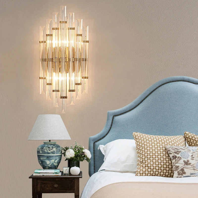

Nordic Crystal Wall Lamps for Ding Room Decoration,Bedroom Wall Sconce Lamp Home Living Room Wall Lights for Home Mirror Lights