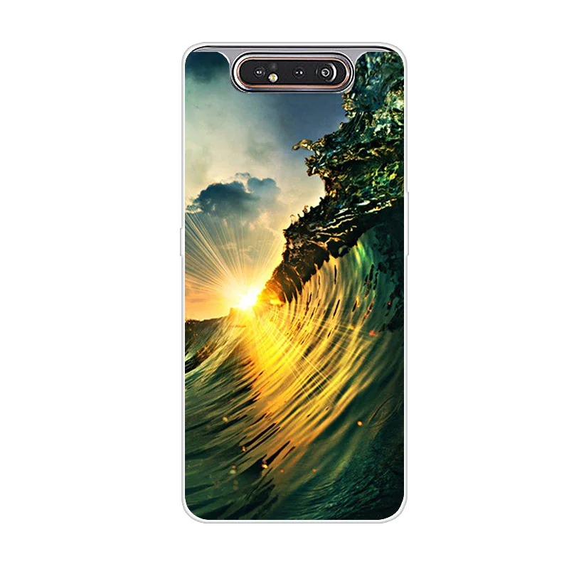 Арбузно-красный Чехол для телефона для samsung Galaxy A80, силиконовый чехол с цветком, мягкий ТПУ чехол для samsung A80 A 80, чехол, Модный чехол - Цвет: Арбузно-красный