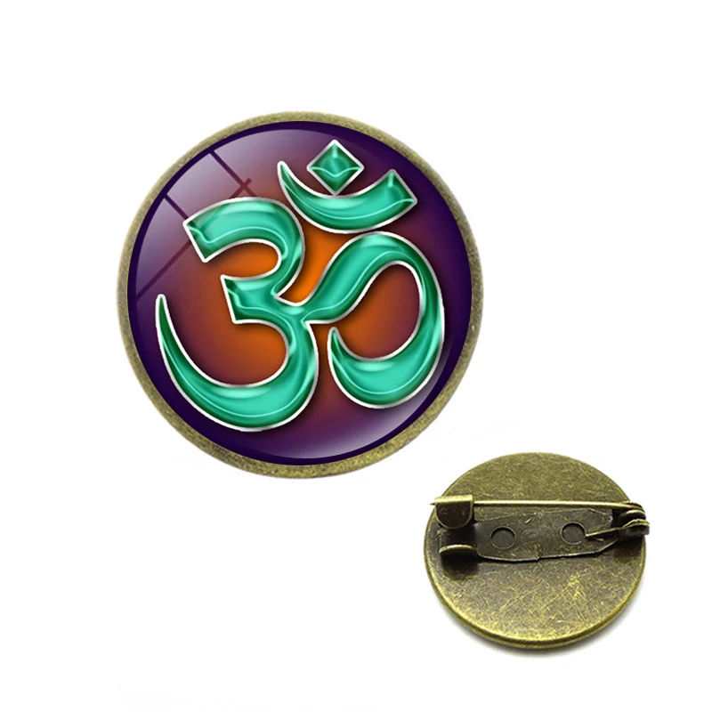 Ретро Ом АУМ символ Мандала Броши Булавки буддийский Йога стекло кабошон