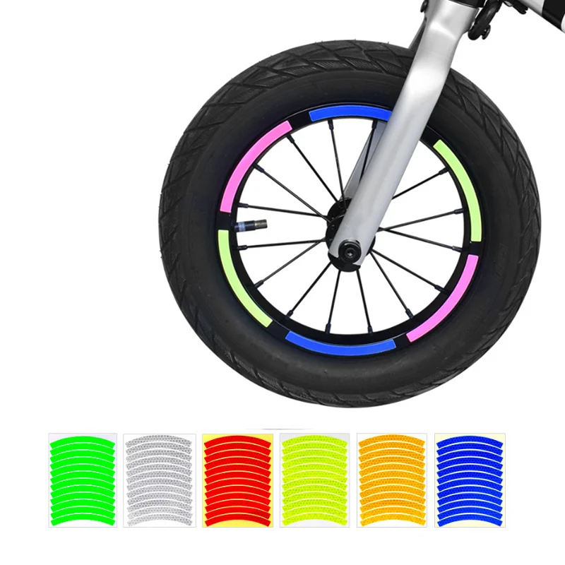 

12pcs/sheet Bicycle Reflective Stickers Wheel Decals Reflective Tape with Safety Tape Bicycle Child Wheel Stickers Balance Bike