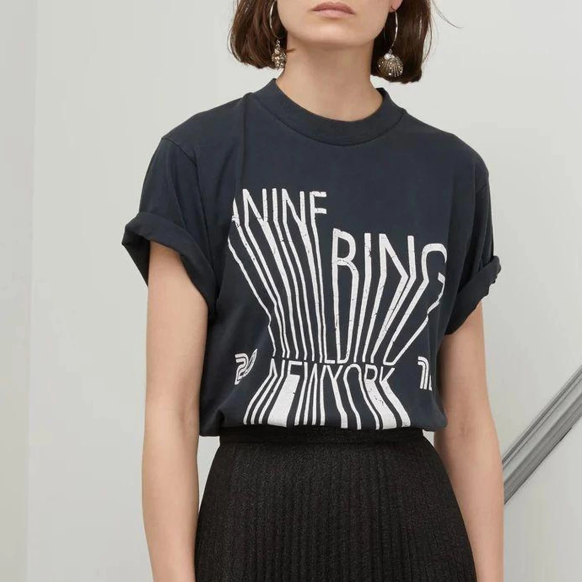 Artistic Text Graphic T-Shirt Women 2021 Summer Rock N Roll Fashion Tops Tshirt Femme Vintage Streetwear Tees