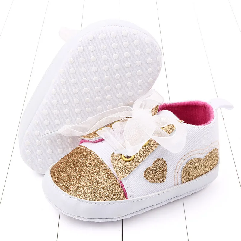 Детская осенне-зимняя обувь с блестками на шнуровке возраст 0-18 месяцев | Мать и