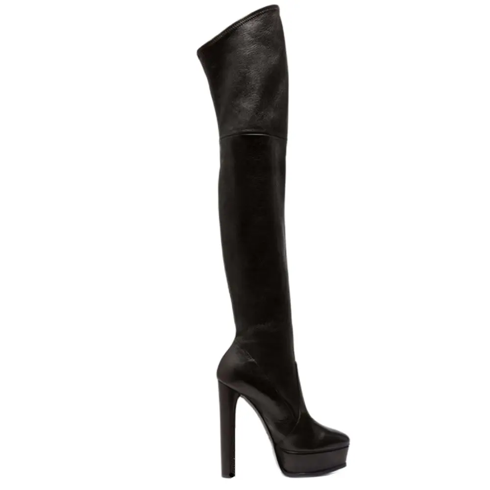 Arden Furtado 2021 spring autumn over the knee high heels 14cm platform round toe thigh boots fashion Stretch ladies | Обувь