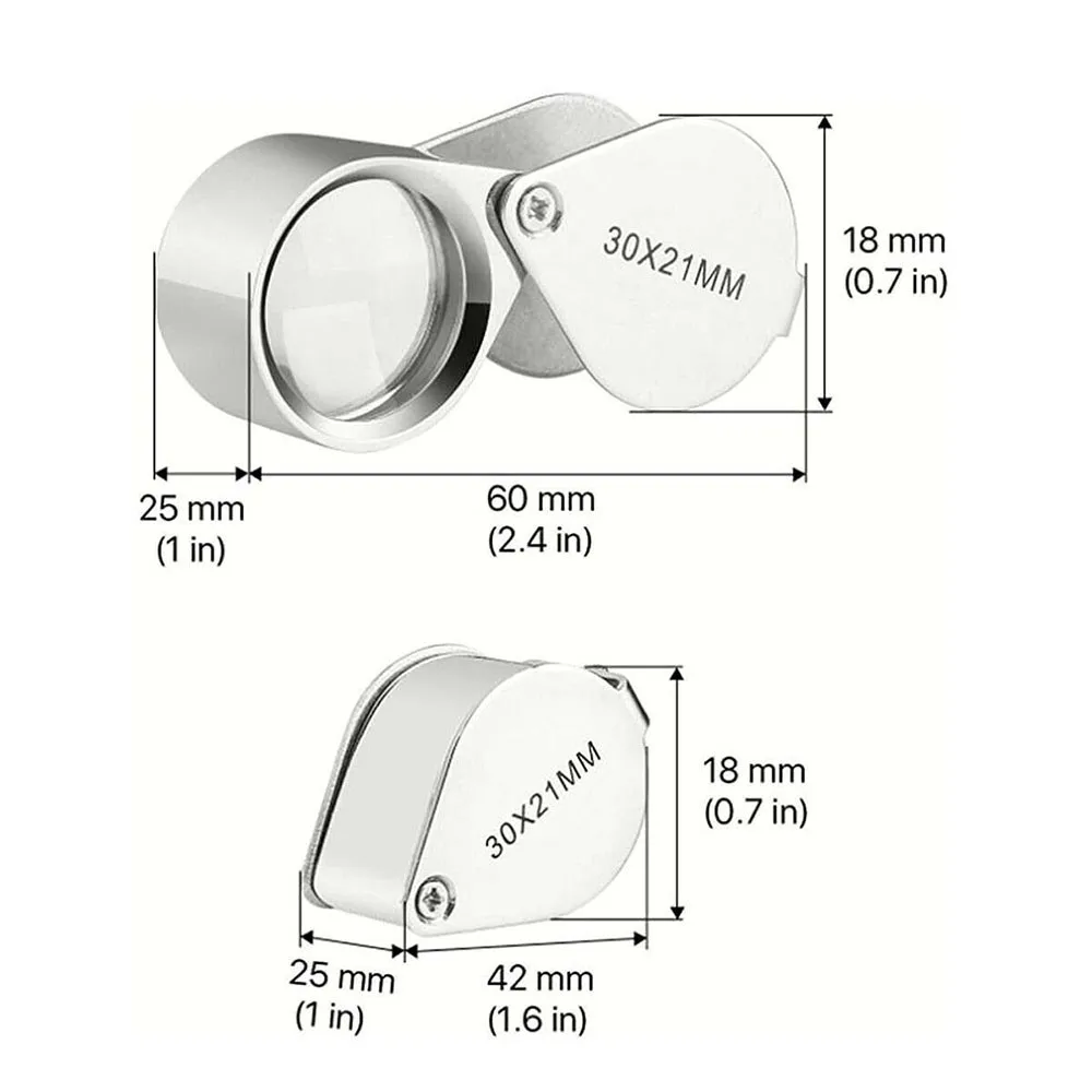 

21mm Magnifier 5pcs Equipment Eye Foldable Glass Loupe Small Storage Box