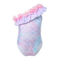 yizyif toddler baby swimwear for girls bathing suits swimsuit one piece one shoulder printed mermaid beachwear swimming wear