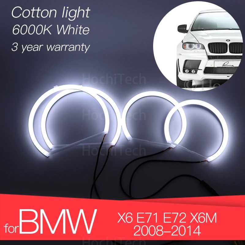 

3 Years Warranty Hight Quality LED Angel Eyes Kit Cotton White Halo Ring for BMW X6 E71 E72 X6M 2008-2014