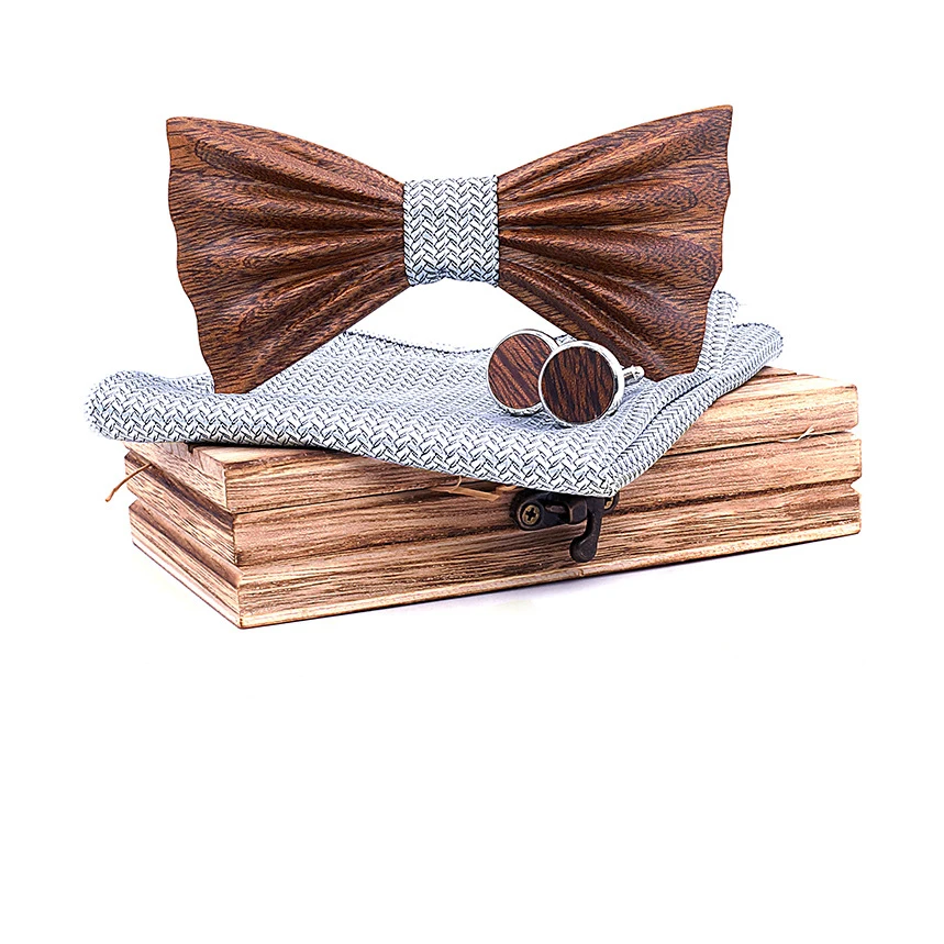 

Деревянные Галстуки-бабочка, карманное полотенце в комплекте, галстук-бабочка, запонки, галстуки, деловые, ручные Галстуки